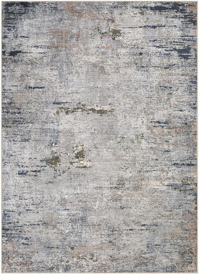 Area Rug Living Room Rugs - 5x7 Washable Large Soft Indoor Neutral Modern Abstract Low Pile Rug Carpet for Bedroom Dining Room Farmhouse Home Office - Blue/Grey/Brown