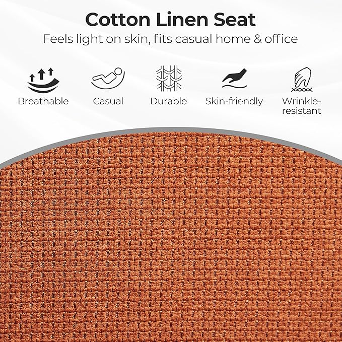 Zouron Mid Century Modern Accent Chair with Oak Wood Legs, Upholstered Swivel Chair No Wheels, Side Accent Armchair Vanity Chair for Small Space Home Office Living Room Bedroom, Caramel