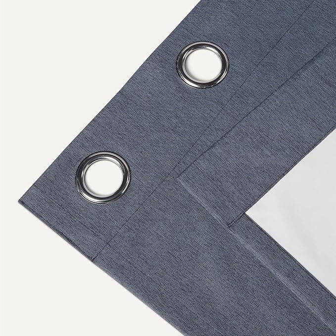Amazon Basics 100% Blackout Curtains with Grommets, 2 Panels, 52 x 84 Inches, Navy