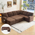 VINGLI Convertible Sofa Bed Couches for Living Room, Sleeper Sofa with Pull Out Couch Bed, Cloud-Like Plush Fleece U-Shape Sectional Couch with Storage Chaise, USB Charging, Side Pockets
