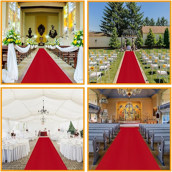 Ottomanson Non Slip Rug with Scraper Pile Durable for Indoor and Outdoor Use - Old Series, 2'7" x 10' (Runner), Red