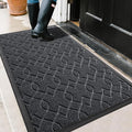Yimobra Large Door Mat 47x32, All-Season Waterproof Doormat Outdoor Entrance, Heavy Duty Non-Slip Outside Door Mat for Garage Patio Proch Entryway Indoor, Easy Clean, Black Gray