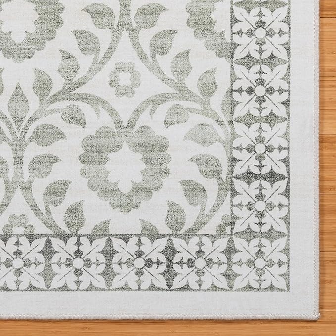 Gertmenian Indoor Boho Area Rug | Home Decor for Entryway, Bedroom, Living Room, Office, Kitchen | Non Slip, Soft, Printed Accent Rugs | Esme, Sage, 2x6 Runner, 24571