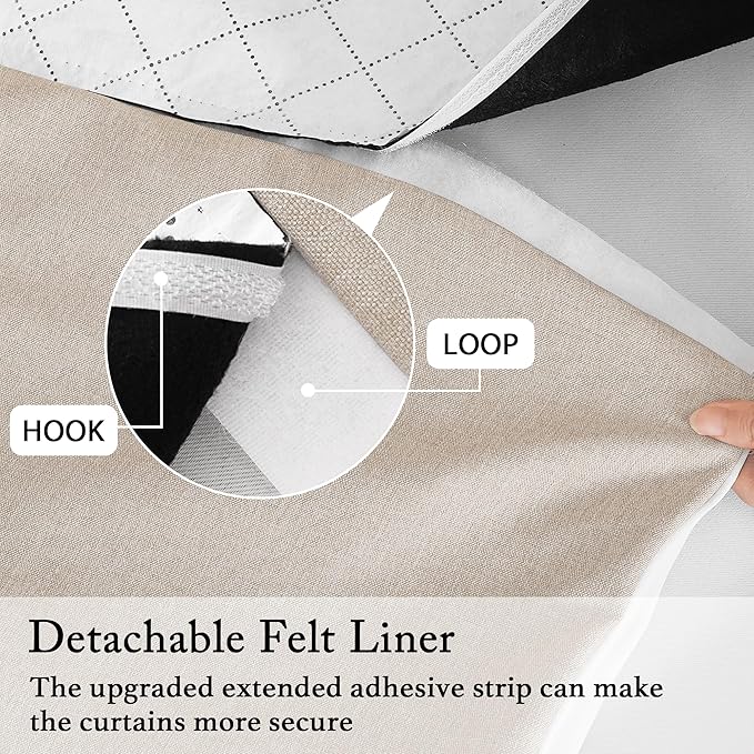 RYB HOME 4 in 1 Set Dust Filter - Soundproof - Blackout - Insulating, Energy Efficiency Linen Curtains for Kids Bedroom Living Room Divider Apartment Hotel Office Theatre, Taupe, W 52 x L 108, 2 Pcs