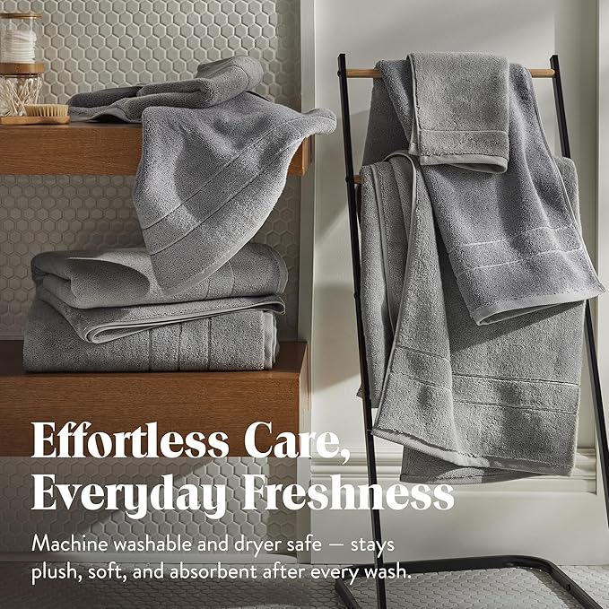 Brooklinen Super-Plush Turkish Cotton Washcloths Set of 2 Cotton, 820 GSM, Highly Absorbent, Machine Washable, Perfect for Home & Bathroom (13" x 13", Smoke Grey)