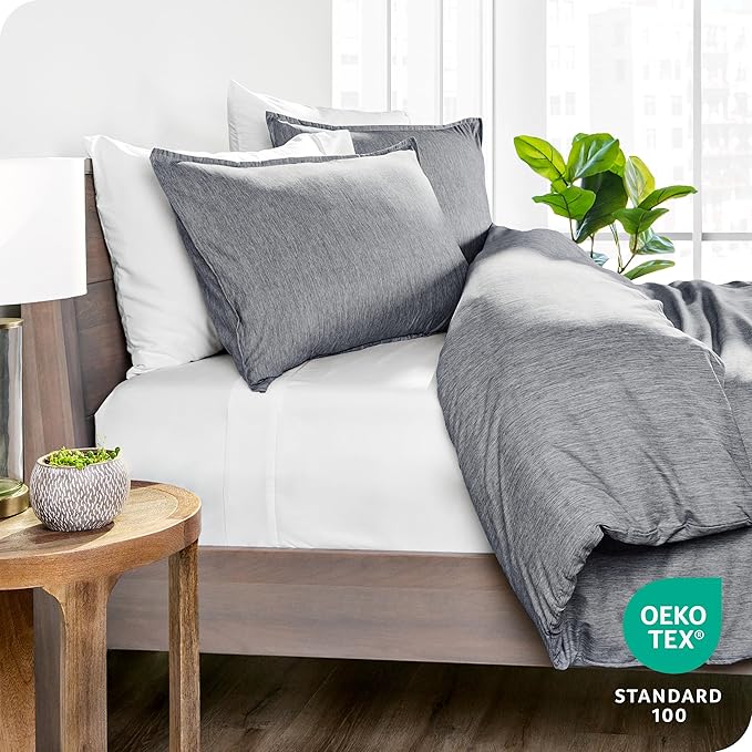 Bare Home Bedding Duvet Cover Oversized Queen Size - Premium 1800 Super Soft Collection - Lightweight, Duvet Cover - Soft Textured (Oversized Queen, Heathered Charcoal)
