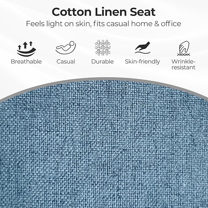 Zouron Mid Century Modern Swivel Accent Chair, Vanity Chair with Wooden Legs, Upholstered Arm Chair No Wheels, Accent Side Chair for Small Space Home Office Living Room Bedroom, Azure
