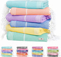 Native Fab Turkish Cotton Beach Towels Set of 6, Oversized 40x71 Inches, Thin & Lightweight, Quick Drying, Sand Resistant, Compact for Travel - Perfect for Summer, Beach, Pool, Spa - Multi 6 Colors