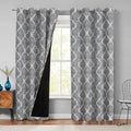 Beauoop 100% Blackout Curtains 96 Inches Long 2 Panels for Bedroom Living Room Grey Moroccan Geo Room Darkening Thermal Insulated Soundproof Grommet Top Window Treatments Drapes, 50x96 Set of 2