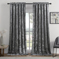 SMILETIME Grey Crushed Velvet Curtains 52x108inch Rod Pocket Luxurious Thermal Insulated Soundproof Drapes Soft and Durable Light-Filtering Window Treatments for Living Room Bedroom, 2 Panels