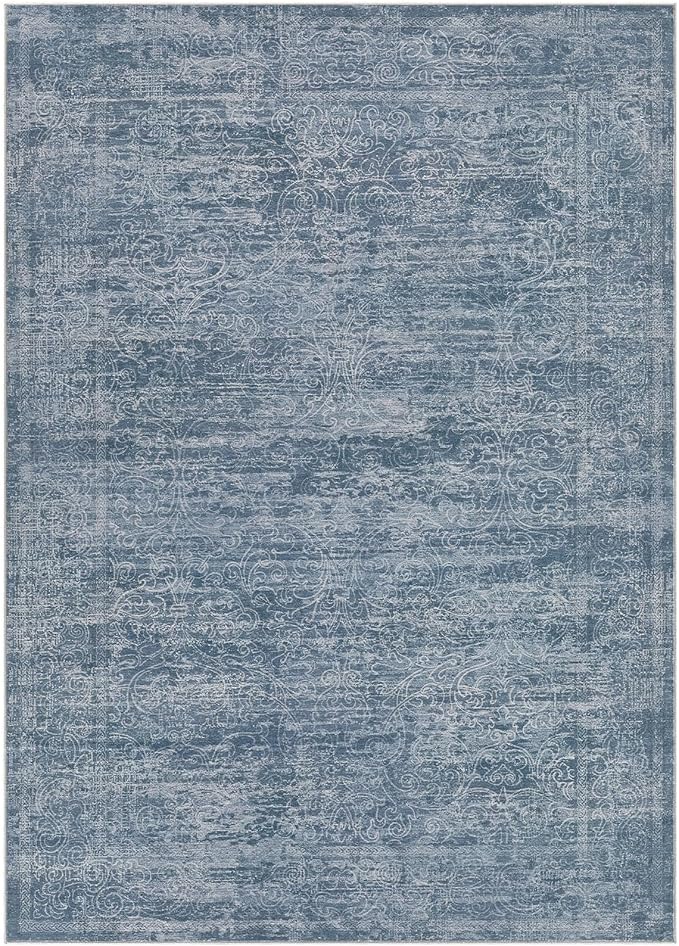 Area Rug Living Room Rugs - 5x7 Large Soft Indoor Neutral Modern Abstract Low Pile Washable Rug Carpet for Bedroom Dining Room Farmhouse Home Office - Dark Blue
