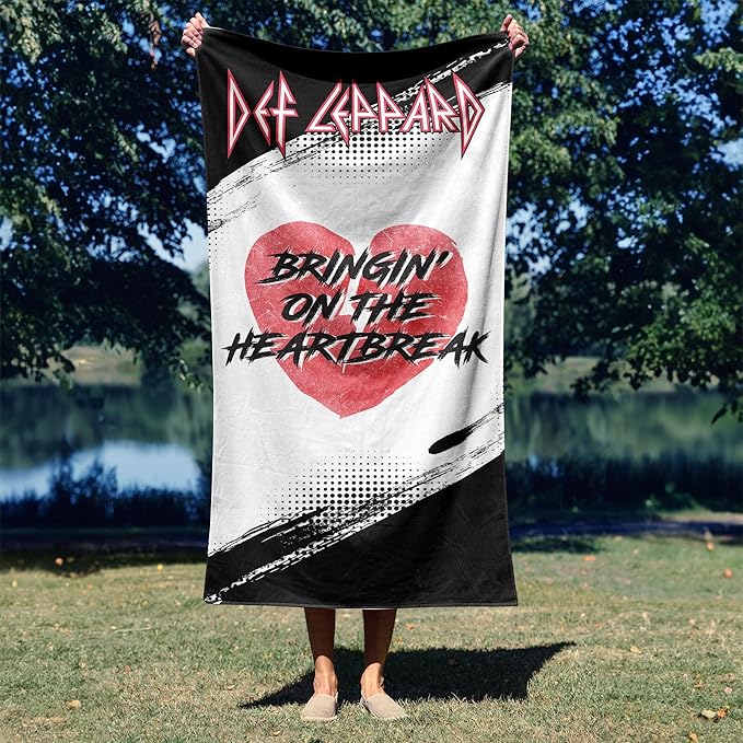 Northwest Def Leppard Heartbreak Beach Towel, Rock and Roll Pool and Bath Towel, Soft and Absorbent, Quick Dry, 30 x 60 inches