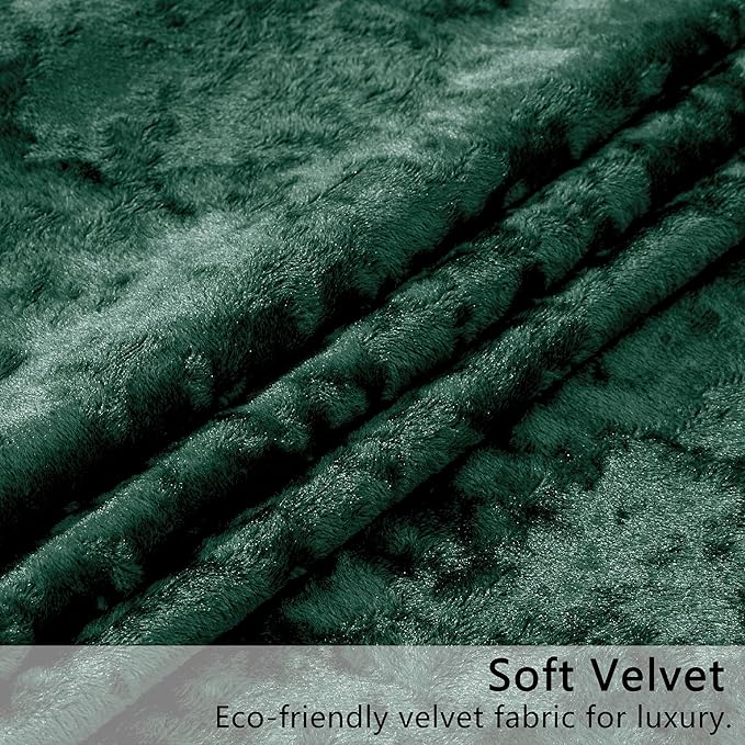 SMILETIME Forest Green Crushed Velvet Curtains 52x108inch Rod Pocket Luxurious Thermal Insulated Soundproof Drapes Soft and Durable Light-Filtering Window Treatments for Living Room Bedroom, 2 Panels