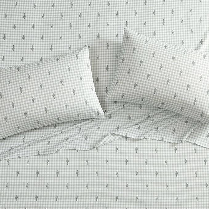Wrangler - Twin Bed Sheets, Ultra-Soft & Lightweight Bedding with Matching Pillowcase, Lightweight Bed Set for All Season Comfort, Oeko-Tex Certified (Cactus Gingham Green)