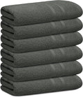 Looperry 6 Pack Small Bath Towel Set - 100% Cotton 23x46 Shower Towels in 450 GSM. Lightweight & Absorbent Quick Dry Gym Towel for Showering, Pet Drying, Spas & Salons (Charcoal Grey)