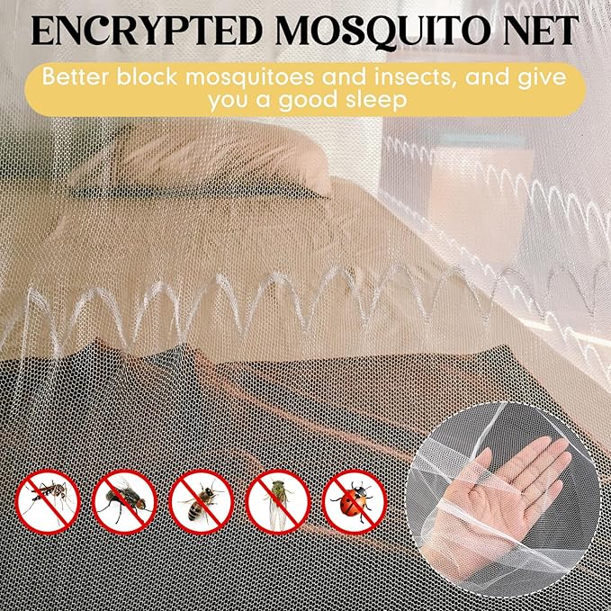 4 Corners Mosquito Net for Mosquiteros para Camas Bed Canopies Netting Bed Drapes Rectangular Mosquito Mesh for Camping Home Outdoor Travel(White A,L79 X W71 X H67 Inch,No-Opening)