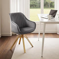 Zouron Mid Century Modern Swivel Accent Chair with Gold Metal Legs, Upholstered Swivel Chair No Wheels, Side Accent Arm Chair Vanity Chair for Small Space Home Office Living Room Bedroom, Grey
