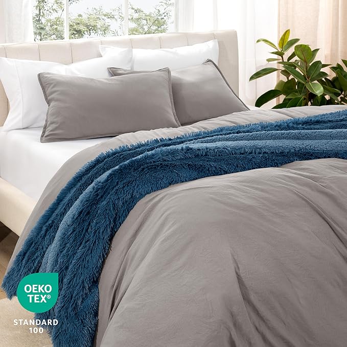 Bare Home Microfiber Duvet Cover Set - Ultra Soft Washed Microfiber - Twin/Twin Extra Long - Linen-Like Look - Easy Care - Breathable Fabric - Our Softest Duvet Cover Set (Twin/Twin XL, Frost Grey)