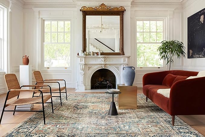 Loloi Margot Collection MAT-02 Terracotta/Lagoon 2'-6" x 11'-6" Runner Rug feat. CloudPile, No-Shed Easy Clean Large Patterned Area Rug for Living Room, Bedroom, Dining Area
