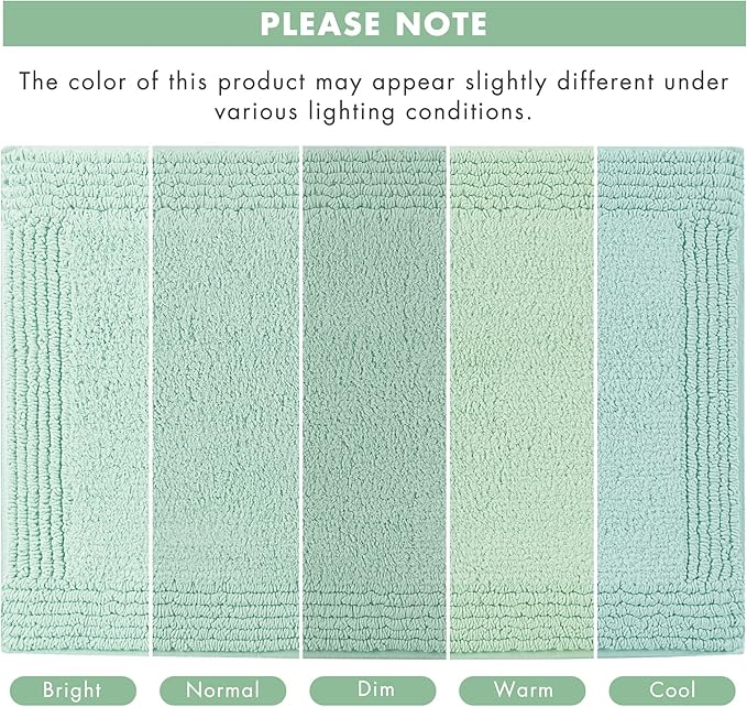 Madison Park Splendor Reversible 100% Cotton Tufted Bathroom Rug-3000 GSM Hotel Quality Luxurious Plush Medium Pile Bath Mat Absorbent, Quick Dry, Shower Room Décor, 20x30 Green