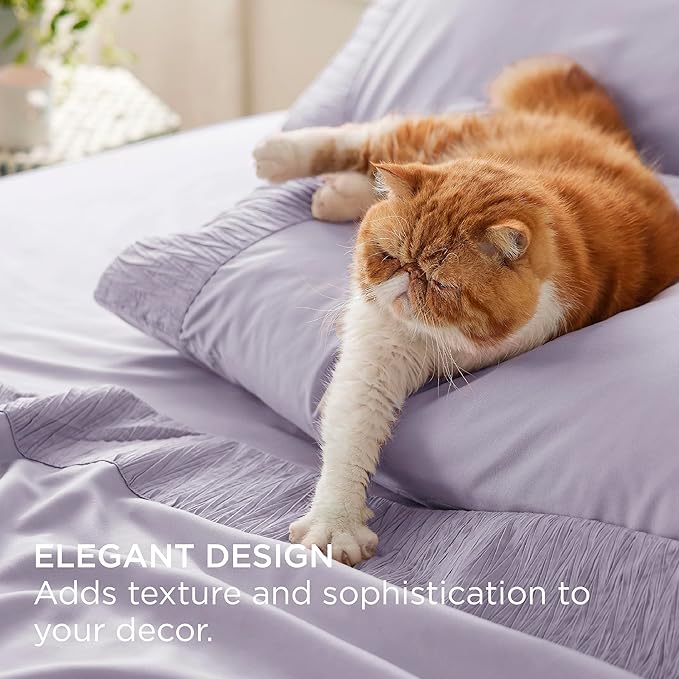 Bedsure Queen Sheet Set - 4 Pieces Soft Queen Size Sheets - Breathable & Cooling - Hotel Luxury - Easy Care Polyester Microfiber Bedding for Women, Men, Lavender