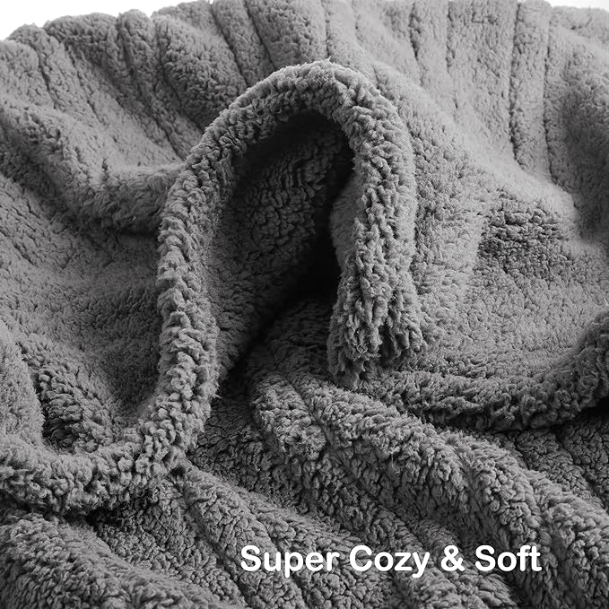 Electric Heated Blanket 6 Heating Settings & 1-10H Auto Off Twin 62×84 Double Sided Plush Sherpa Ultra-Soft Warm Thick, Machine Washable, Fast Heating, Home Office Light Gray