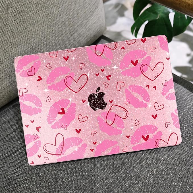 MEEgoodo for MacBook Air 13 inch Case 2021 2020 2019 2018 Released A2337 M1 A2179 A1932 with Touch ID, Plastic Hard Shell & Keyboard Cover Compatible with MacBook Air Case 13.3, Cute Kiss & Love