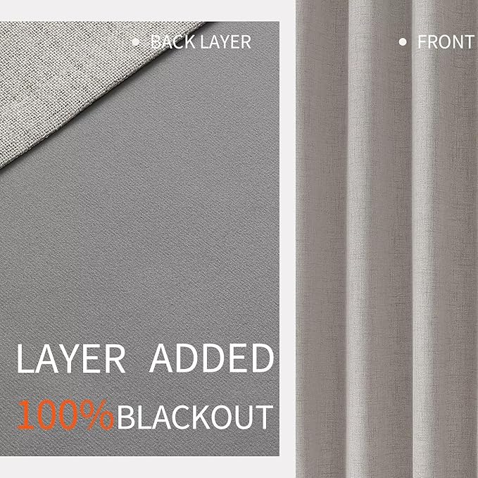 Joydeco Total Blackout Curtains Customize for Living Room Bedroom, Greyish White Grommet Privacy Thermal Insulated Room Darkening Curtain 1 Panel (Custom Size, Color)