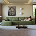 136" Sectional Couches for Living Room Modern Modular Sofa with L-Shape Couchs Upholstered Boneless Couch Deep Seat Sectional Couch with Chaise (Green, Left Facing Chaise+3Seaters)