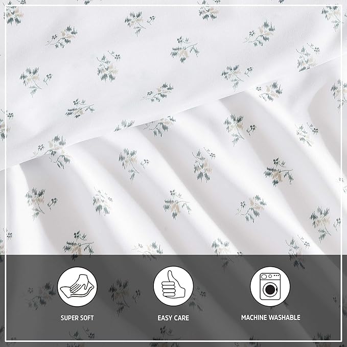 Wrangler - Full Bed Sheets, Ultra-Soft & Lightweight Bedding with Matching Pillowcases, Lightweight Bed Set for All Season Comfort, Oeko-Tex Certified (Sketchy Ditsy Green)