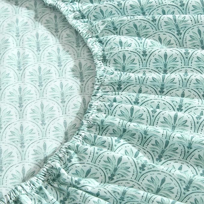 Tommy Bahama - King Sheet Set, Super Soft Cotton Percale Bedding with Matching Shams, Tropical Bedding Set, Oeko-Tex Certified (Coastal Batik Green, King)