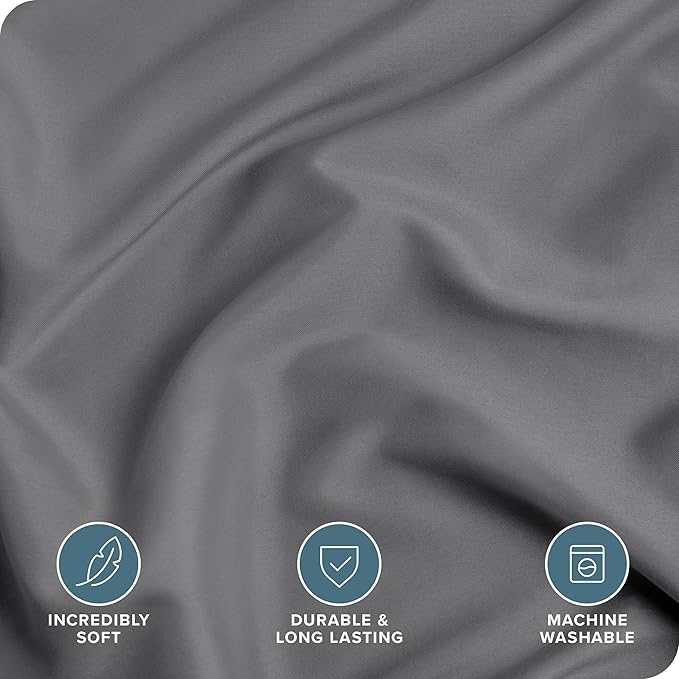 Bare Home Bedding Duvet Cover Oversized Queen Size - Premium 1800 Super Soft Collection - Lightweight, Cooling Duvet Cover - Soft Breathable Bedding (Oversized Queen, Grey)