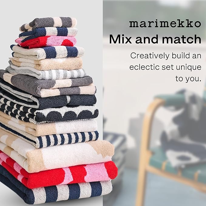 MARIMEKKO Unikko Terry Cotton Guest Towel (Blue) – Floral Patterned Guest Towels – 20 in x 12 in