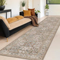 Moss 3x12 Extra Long Wide Runner Rug for Hallway, Non Slip Washable, 12 ft Large Kitchen Floor Rugs for Indoor Entrance, Low Pile Stain Resistant Vintage Floral Leaf Carpet
