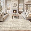10x14 Area Rugs for Living Room, Non Slip Machine Washable Vintage Rugs, Low Pile Lightweight Large Rug for Bedroom, Dining Room, Home Office Beige