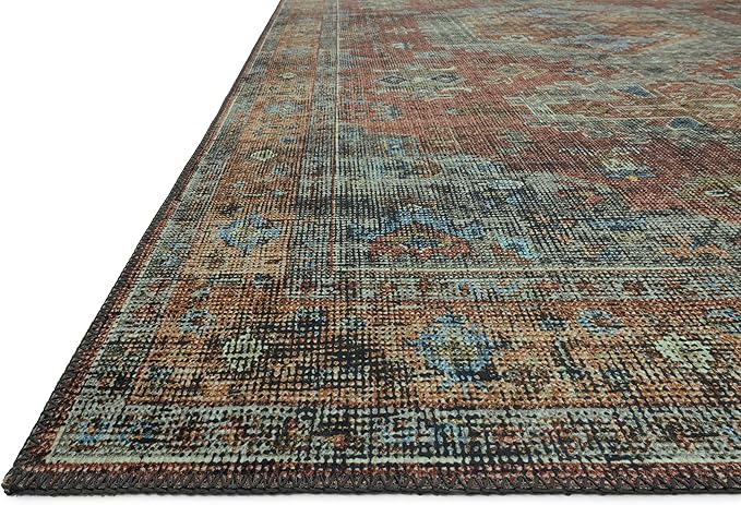 Loloi Skye Collection SKY-07 Terracotta/Sky 6'-0" x 9'-0" Area Rug