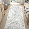 jinchan Lima Runner Rug 2x5 - Vintage Hallway Machine Washable Rug Floral Non Slip with Rubber Backing Ultra-Thin Carpet Runner for Kitchen Bedroom Laundry Room Farmhouse Entryway (2x5ft, Grey)