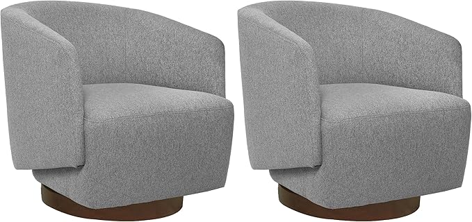MINCETA Accent Chair,Modern Swivel Chairs for Living Room and Bedroom Reading with Wood Base,Set of 2,Performance Fabric in Gray