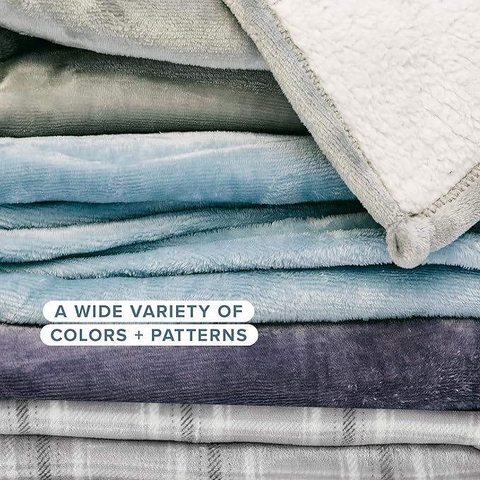 Bare Home Sherpa Fleece Blanket - Full/Queen Size - Blanket for Bed, Sofa, and Couch - Warm & Lightweight - Fluffy & Soft - Reversible (Full/Queen, White)