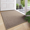 Door Mat 17x30, Door Mat Indoor Entrance Dirt Resistant and Absorbent, Non-Slip Rubber Backing Front Door Mats, Easy Clean Low-Profile Doormat for Entryway, Front Door, Inside Entrance, Brown