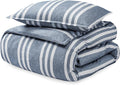 Bare Home Bedding Duvet Cover Extra Long Size - Premium 1800 Super Soft Collection - Lightweight - Soft Textured Duvet Cover (Twin/Twin XL, Stripe - Heathered Midnight Blue)