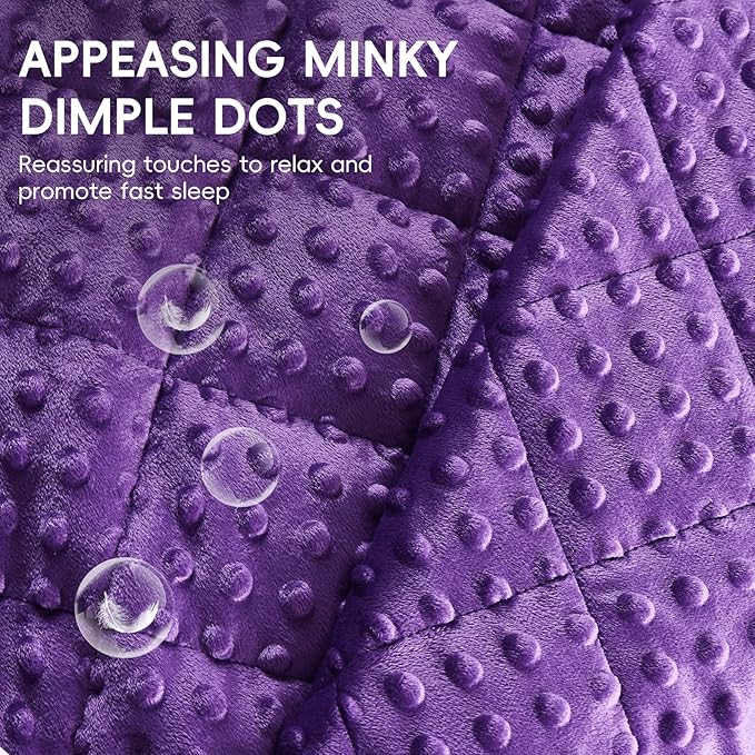 yescool Purple Weighted Blanket 3 lb Small Weighted Lap Blanket for Girls, Cooling Weighted Throw Blankets Minky Heavy Blankets, for 20-45lbs, 36 * 48in