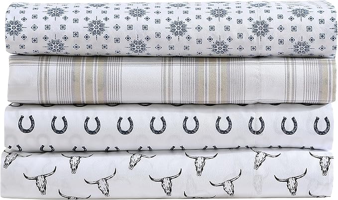 Wrangler - King Bed Sheets, Ultra-Soft & Lightweight Bedding with Matching Pillowcases, Lightweight Bed Set for All Season Comfort, Oeko-Tex Certified (Dayton Valley Plaid Beige)