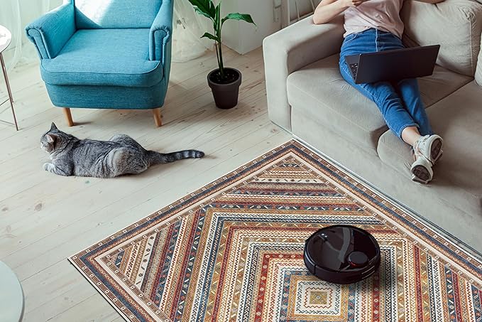 Keen Home Design 9x12 Rug - Machine Washable Area Rug with Non-Slip Backing, Ideal for Living Room, Dining Room, Bedroom - Vintage, Easy Clean, Durable, Low Pile Rug - (9' x 12')