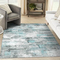 4x6 Rug, Small Area Rug for Living Room, Bedroom, Kitchen, Machine Washable Non-Slip Throw Rug, Modern Abstract Carpet for Entryway Nursery Coffee Table, Teal
