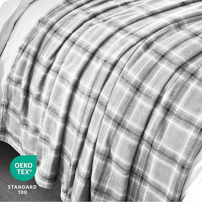 Bare Home Textured Fleece Blanket - Twin/Twin Extra Long - Ultra-Soft Lightweight for Bed, Sofa, and Couch - Luxury Microplush - Cozy Warm Blanket (Twin/Twin XL, Tartan Plaid)
