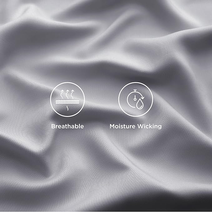 Bedsure Full Size Bed Sheets, Cooling Sheets, Rayon Derived from Bamboo, Breathable & Soft, Deep Pocket Up to 16 Inches, Hotel Luxury Silky Bedding for Hot Sleepers, Silver Grey