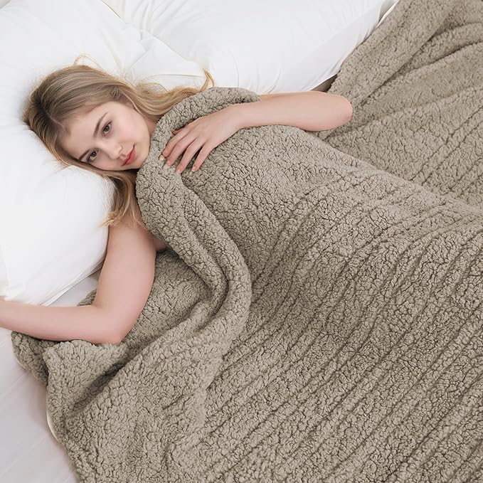 Electric Heated Blanket 6 Heating Settings & 10H Auto Off Full 72×84 Double Sided Plush Sherpa Ultra-Soft Warm Thick, Machine Washable, Fast Heating, Home Office Light Brown