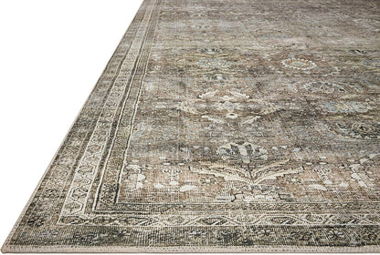Loloi Layla Collection LAY-13 Antique/Moss 9'-6" x 14' .13" Thick Area Rug, Soft, Durable, Vintage Inspired, Distressed, Low Pile, Non-Shedding, Easy Clean, Printed, Living Room Rug