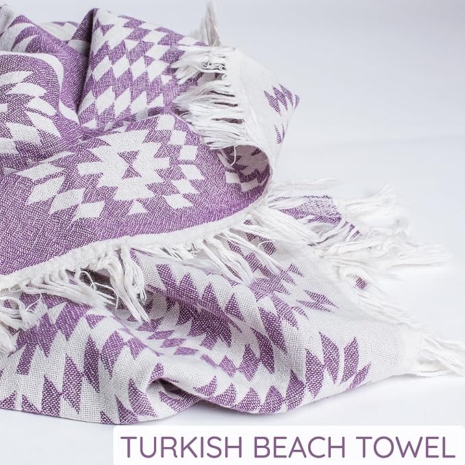 Turkish Towels Beach Towels Oversized (35”x67”) Beach Towels for Adults Quick Dry and Sand Free Beach Towel Beach Blanket 100% Cotton Turkish Towel - Lilac Purple